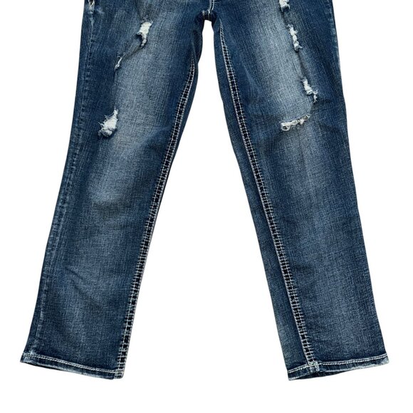 Maurices Straight Leg Jeans Womens Juniors 11 12 Distressed Frayed Ripped - Picture 4 of 8